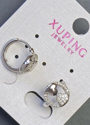 Сережки xuping 10х12мм родій