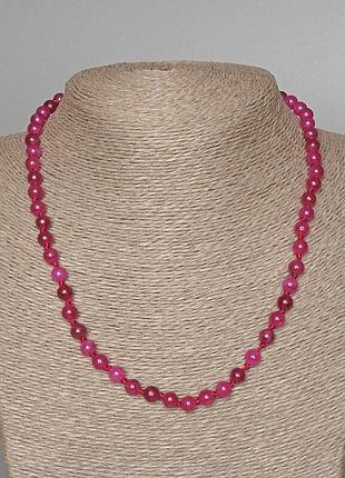 Бусы турмалин малиновый гладкий шарик d-6мм+- l-47см+-