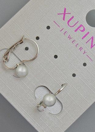Серьги xuping d-5мм+- l-15мм+- родий
