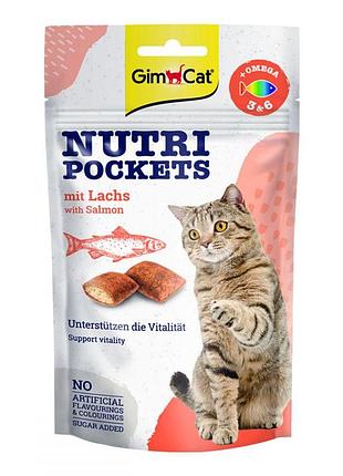 Gimcat nutri pockets with salmon лакомство для кошек с лососем и жирными кислотами 60г