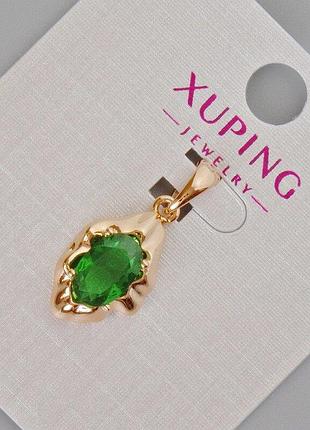 Кулон xuping с зеленым кристаллом d-24х11мм+- позолота 18к