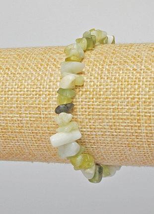 Браслет жадеїт натуральний камінь крихта d-6х4мм + - l-18см + - (стрейч)