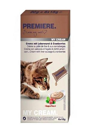 Сливочные лакомства premier с печенью и клюквой, 6х15 г