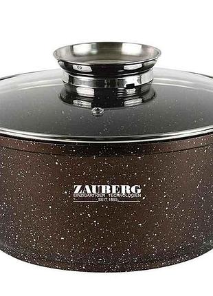 Кастрюля 6,5 л круглая алюм. с скл.кр. мармур, индукц. 0328ch тм zauberg
