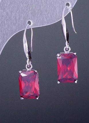 Сережки з кристалами "червоні" 1,3х0,8см