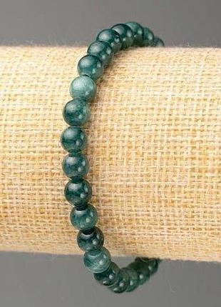 Скидка! браслет на резинке тонированный кварц (имит. акрил) цвет виридан гладкий шарик d 6.5мм+- l-18см+-
