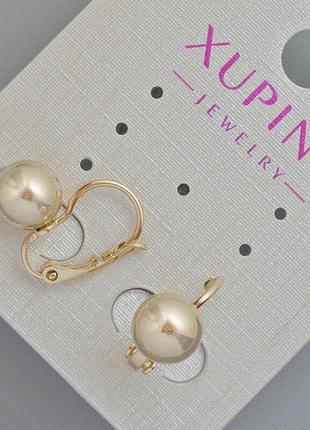 Сережки xuping d-8мм+- l-15мм+- позолота 18к