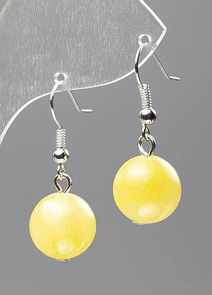 Сережки цитрин (іміт. акрил) гладка кулька d- 12,5мм+-, l-3.5см