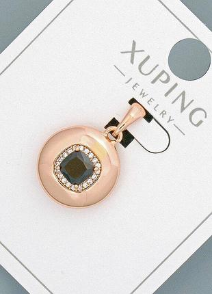 Кулон xuping с черным кристаллом и белыми стразами d-14мм+ - l-20мм+- позолота 18к