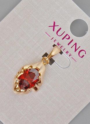Кулон xuping з червоним кристалом d-24х11мм+- позолота 18к