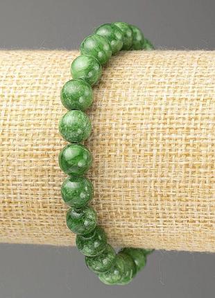 Знижка! браслет хризопраз (іміт. акрил) d-8мм +- l-18см+- гладка кулька на резинці