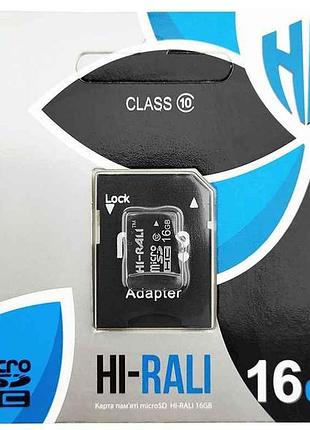 Карта памяти 16gb micro sd (10) (adapter) uhs-i тм hi-rali