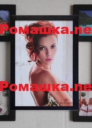 Колаж фоторамка 7 фото (дерево) 85*40 см ( фото рамка мультирамка ) фр0020 чорний