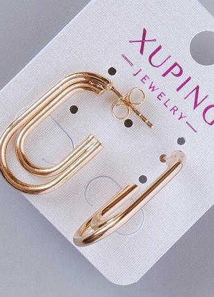 Сережки пусети xuping d-29х16мм+- позолота 18к