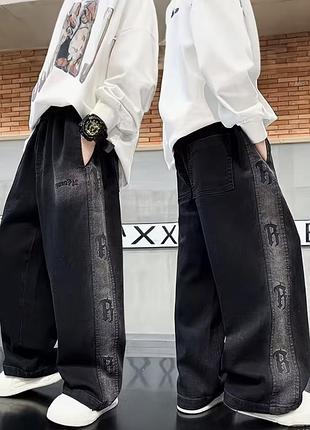 Широкі підліткові чорні джинси багі baggy baggi на хлопчика 164
