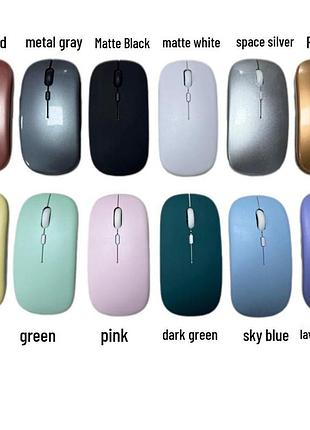 Беспроводная аккумуляторная тонкая бесшумная мышь dual-mode mouse 2.4 ггц+bluetooth 5.0 silvery