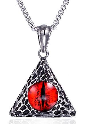 Кулон red demon eye красный глаз демона + цепочка из нержавеющей стали