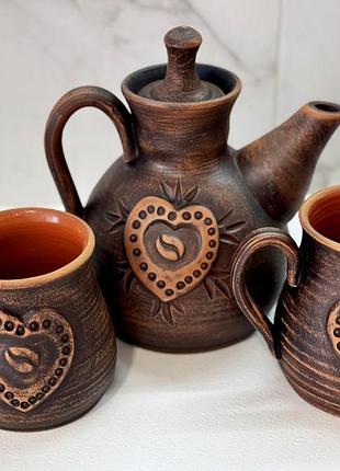 Кофейный набор “кава у серці" гончарна майстерня