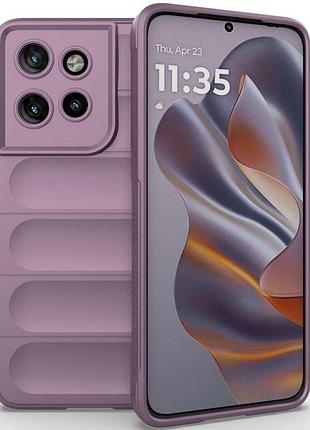 Противоударный силиконовый чехол для motorola edge 50 neo | 60 neo - light purple микрофибра