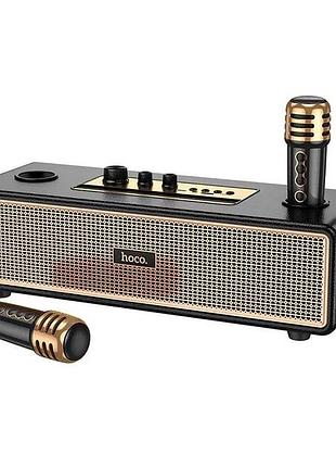 Портативная колонка hoco bs63 graceful bluetooth 5.2 20вт система караоке с двумя микрофонами milky white