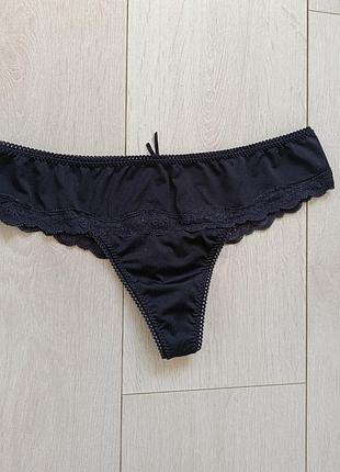 Трусики черные стринги ажурные танга кружные бикини hunkemoller m м 10 38 46