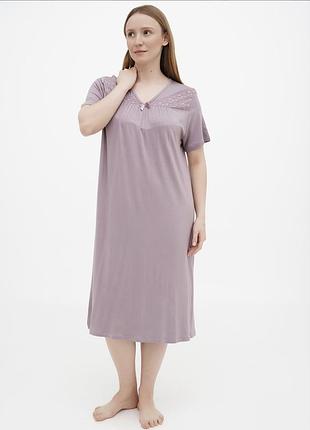 Женская ночная сорочка с рукавом и кружевом 13542