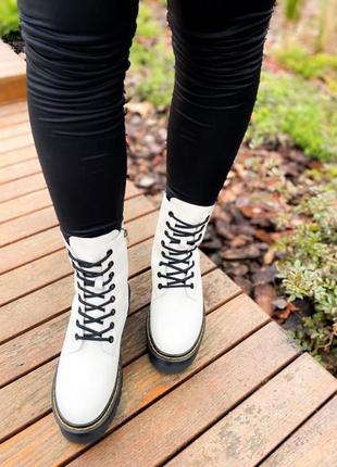 Dr.martens jadon white fur🆕 шикарні черевики доктор мартінс 🆕 купити накладений платіж9 фото