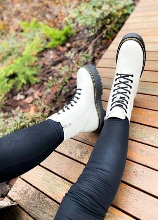 Dr.martens jadon white fur🆕 шикарні черевики доктор мартінс 🆕 купити накладений платіж5 фото