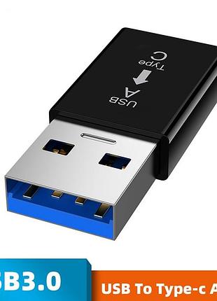 Перехідник usb 3.0 male to type-c female adapter converter. адаптер typec (мама) - usb (тато) чорний wa22xab