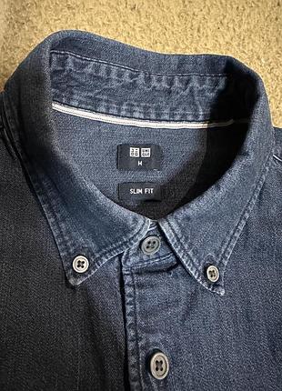 Джинсова рубашка uniqlo, m 3