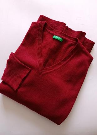 Пуловер чоловічий вовняний benetton burgundy  р.м 2