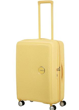 Валіза american tourister, soundbox, поліпропілен, середня, 67см, 71.5/81л, tsa, 4 колеса, exp, пастельно-жовтий