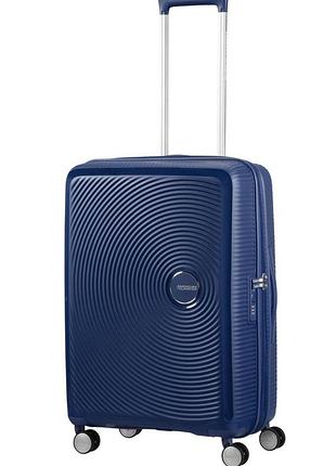Валіза american tourister, soundbox, поліпропілен, середня, 67см, 71.5/81л, tsa, 4 колеса, exp, темно-синій