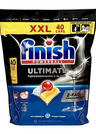 Капсулы для посудомоечной машины finish ultimate all in one lemon, 40 шт