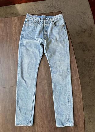 Блакитні класичні базові джинси levi’s 501 skinny з цупкого джинсу ( не тягнеться) premium