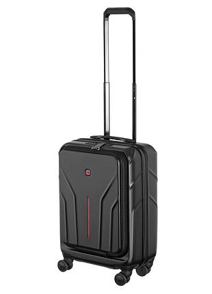 Чемодан wenger amplix hardside carry-on, малый, с отсеком для н/б 16", поликарбонат, tsa, 4 колеса, расширение, usb, чёрный
