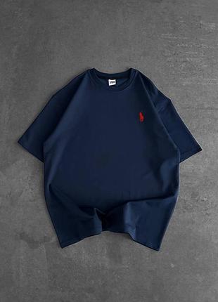 Футболка женская / мужская синяя оверсайз осенняя весенняя летняя polo ralph lauren