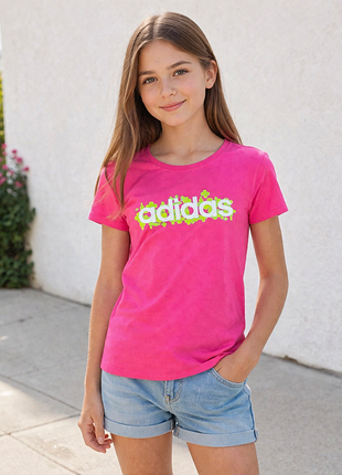 10-12 лет детская розовая футболка adidas для девочки  nik98