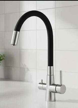 Смеситель для кухни под фильтр осмос weber нержавеющая сталь.