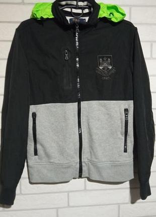 Мужская куртка polo ralph lauren / спортивная кофта на молнии с неоновым капюшоном