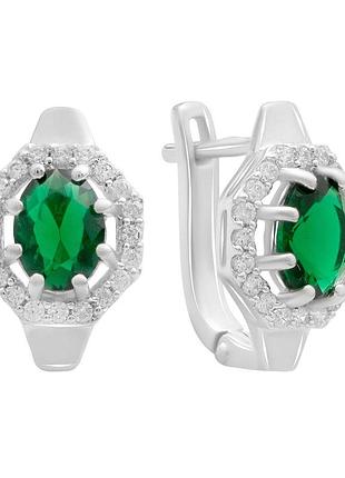 Срібні сережки високої якості зі смарагдом nano 2.802ct (2192183)