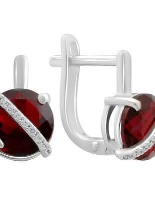 Срібні сережки високої якості з натуральним гранатом 3.331ct (2181415)