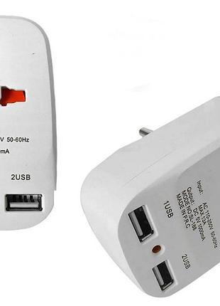 Универсальный адаптер 2в1, переходник+зарядка usb / nk-823/ 7043 modern home style