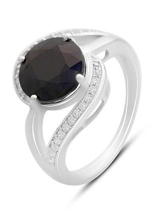 Серебряное кольцо высокогокачества с натуральным сапфиром 5.057ct, вес изделия 4,64 гр (2170303) 18 размер