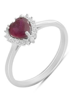Срібне кільце високої якості з натуральним рубіном 1.428ct, вага виробу 2,23 г (2187974) 17 розмір