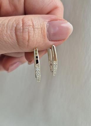Серьги серебряные с пластиной золота