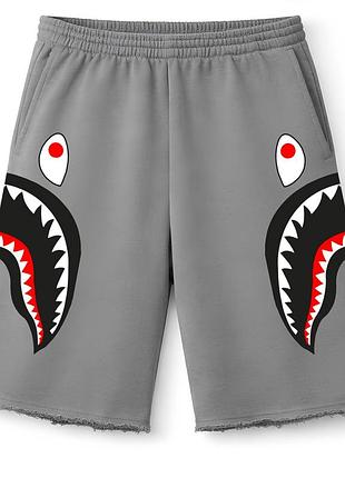 Оверсайз шорти bape сірий + молочний