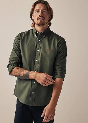 Новая рубашка next slim fit цвета хаки