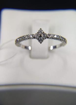 Серебряная нежная тонкая кольца с фианитом 925 размер 18,53 фото