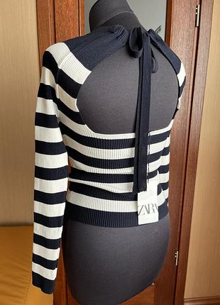 Zara кофта відкрита спинка смужка рубчик